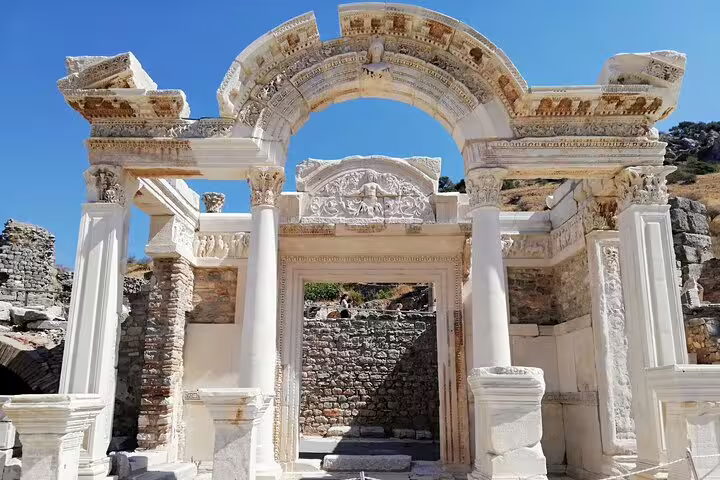 Ancient marble arch at Ephesus ruins near Izmir, included on 8-day Istanbul Cappadocia Pamukkale tour