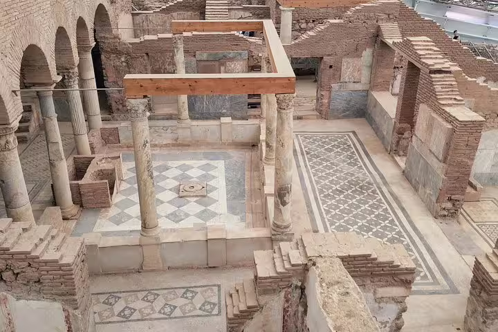 Ephesus Terrace Houses mosaics and marble columns on private guided tour with no hidden fees in Turkey