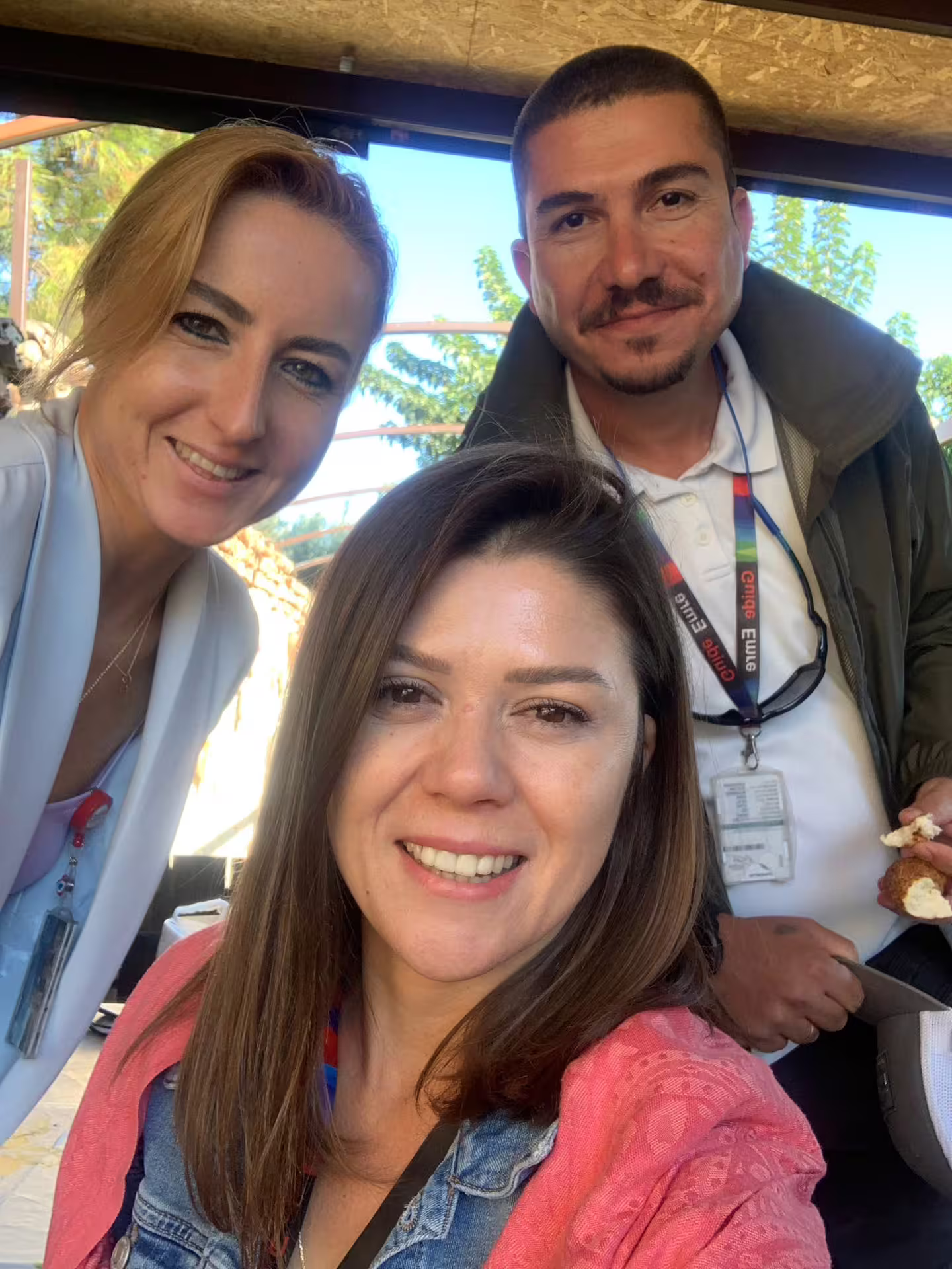 Friendly Ephesus tour guides and guests selfie on a private no hidden fees Mary’s House guided tour