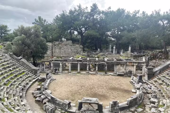 Ancient Odeon amphitheater ruins in Ephesus, key stop on 2-day small-group highlights tour from Izmir