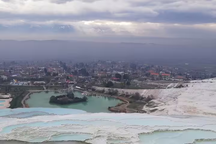 Comfortable leather seats inside mini group tour van for 3-day Ephesus Pamukkale and Pergamum trip