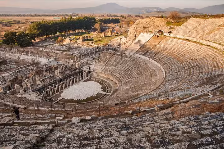 Ephesus private full-day tour from Istanbul with panoramic view of the Great Theatre and ancient city ruins