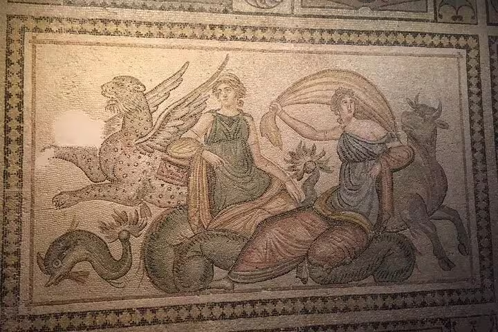 Ancient Roman mosaic artwork at Ephesus Museum, a highlight on private Turkey tour to Istanbul and beyond