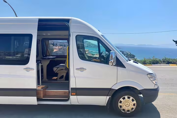 Private Ephesus tour minivan pickup in Kusadasi, comfortable transport to St. John Basilica and House of Mary