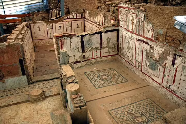 Ephesus terrace house ruins with Roman frescoes and mosaics, visited on a 7-day Istanbul Cappadocia tour by flight