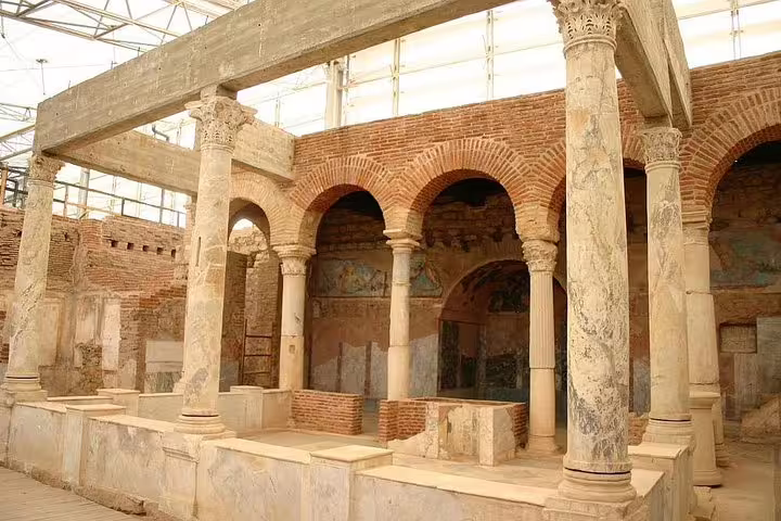 Explore the preserved ancient terraced houses of Ephesus on a skip-the-line private tour from Kusadasi Port.