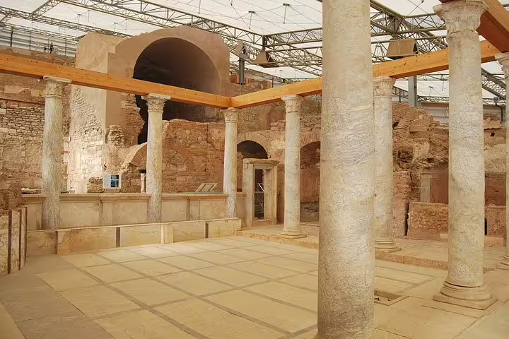 Discover the intricate architecture of Ephesus terraced houses, a featured stop on the biblical tour from Kusadasi Port.