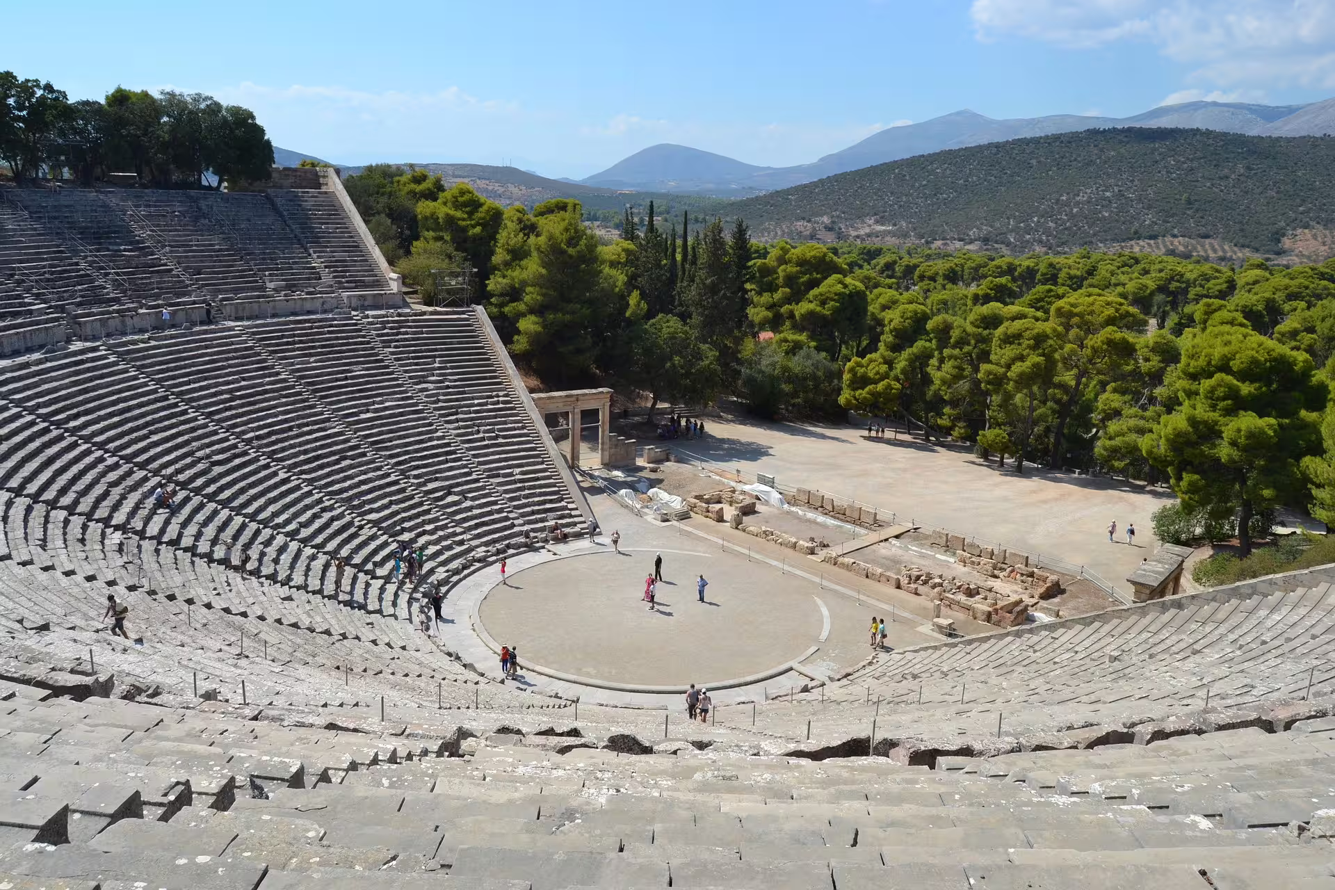 Ancient Theatre of Epidaurus amphitheater view on private day tour from Athens to Nafplio and Argolis