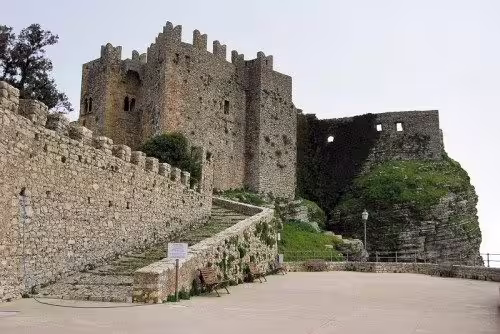 Medieval stone fortress of Erice near Trapani, visited on a private Segesta, Erice and salt pans tour from Palermo