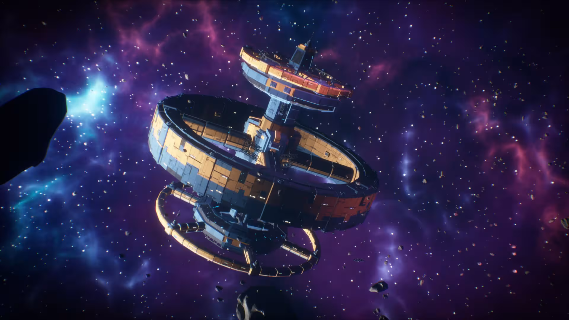 Futuristic space station in nebula, Escape Room Free Roam 60-minute adventure with immersive sci-fi puzzle setting