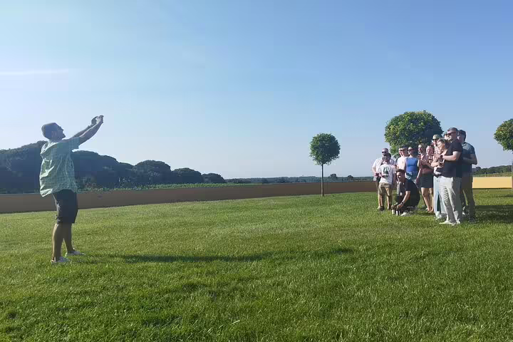 Tour group enjoying a sunny day outdoors on the Private Full Day Évora & Alentejo Wine Tour from Lisbon.