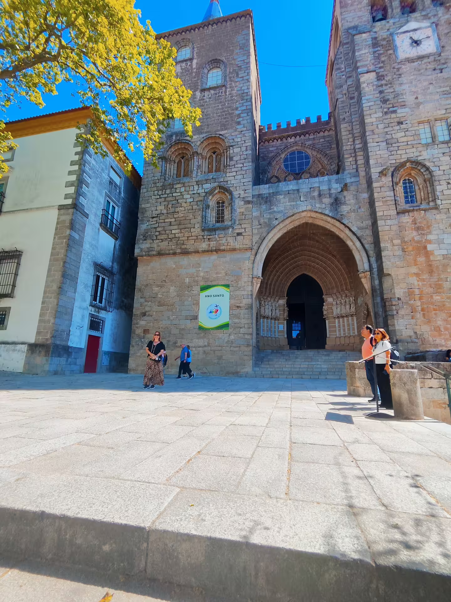 Exterior view of Évora's historic cathedral entrance, part of the Lisbon to Monsaraz UNESCO world heritage tour.