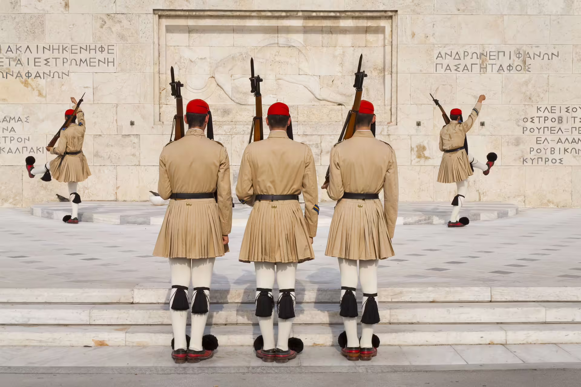 Evzones changing of the guard at Syntagma Square, a highlight on Athens at night small-group tour
