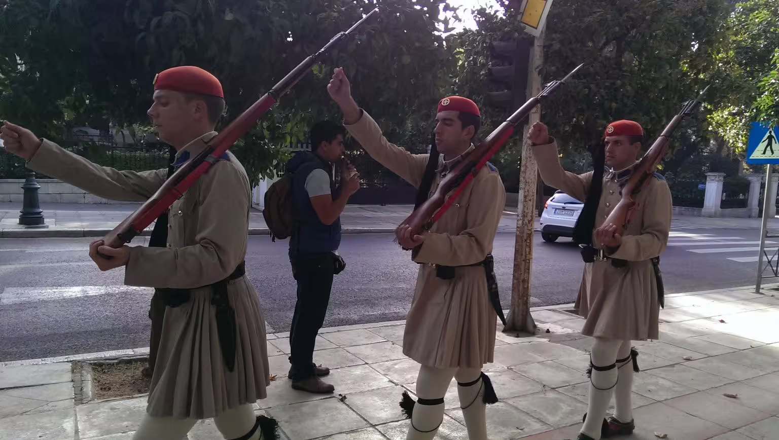 Evzones changing of the guard in Athens, a highlight on Acropolis and Plaka Monastiraki walking tour