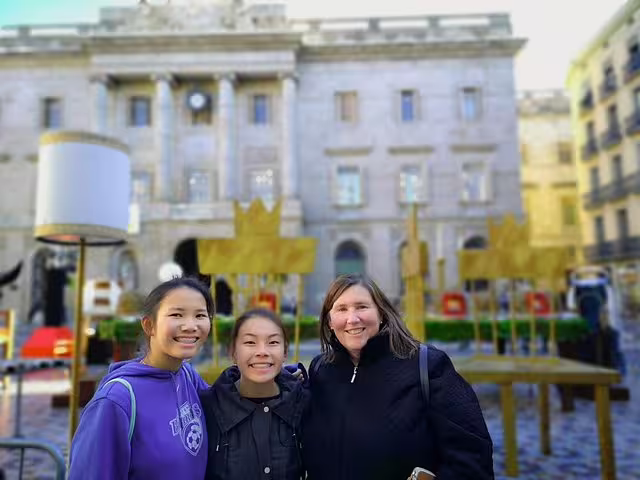 A family enjoys a day exploring Barcelona's historic streets on a private tour with churros, hot chocolate, and fun games.