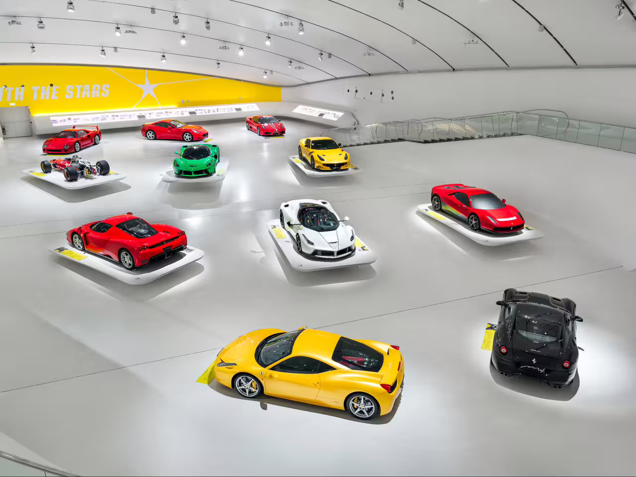 Supercars on display inside Ferrari Museum Maranello, included with combo ticket to Modena museum