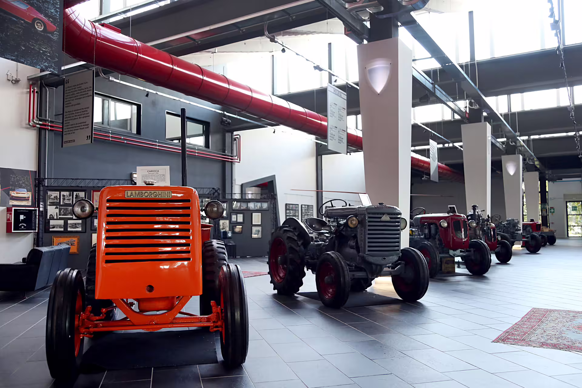 Vintage Lamborghini tractors inside Ferruccio Lamborghini Museum Bologna, entry ticket tour highlight