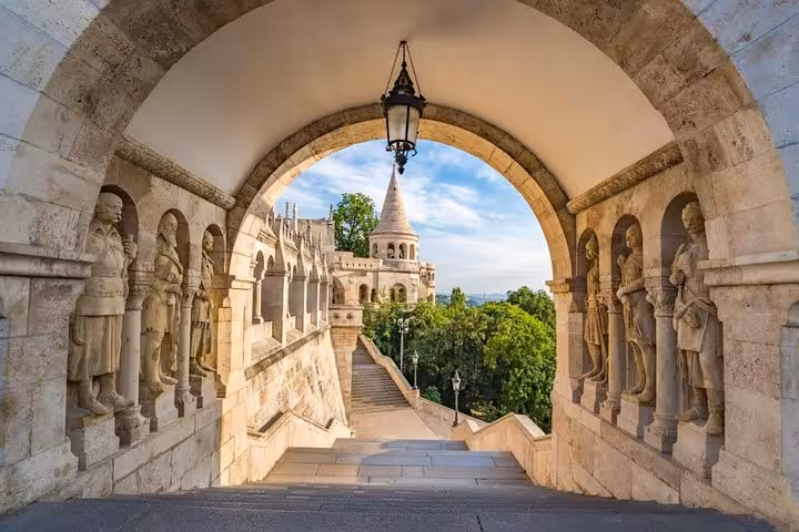 Fisherman’s Bastion archway in Budapest, a highlight on a small-group day trip from Vienna