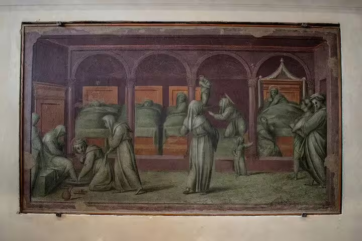 Historic religious fresco inside Florence Accademia Gallery visited on an intimate small group tour with local guide