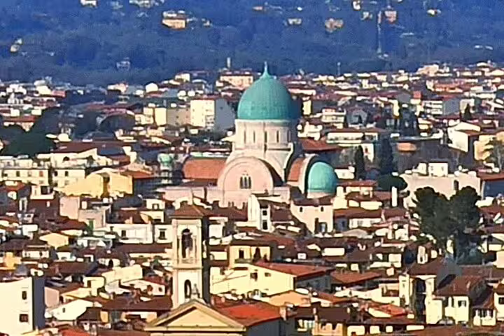 Panoramic view of Florence skyline with iconic domes and rooftops on a private Livorno shore excursion to Chianti