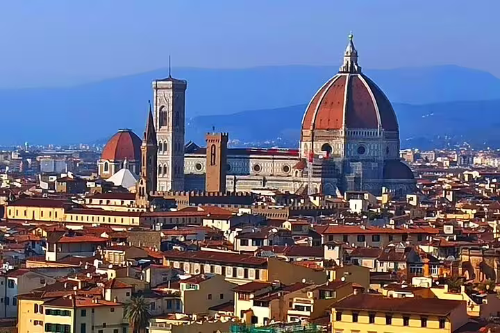 Panoramic view of Florence skyline with Duomo and bell tower, seen on full-day Florence and Pisa excursion from La Spezia