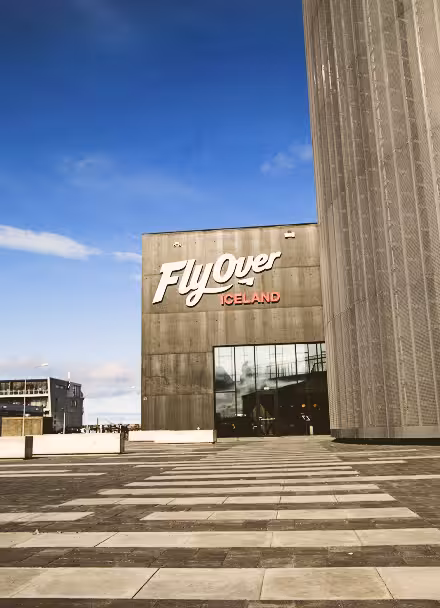 Exterior view of FlyOver Iceland, one of Reykjavík’s most popular attractions, located near the city’s harbour district.