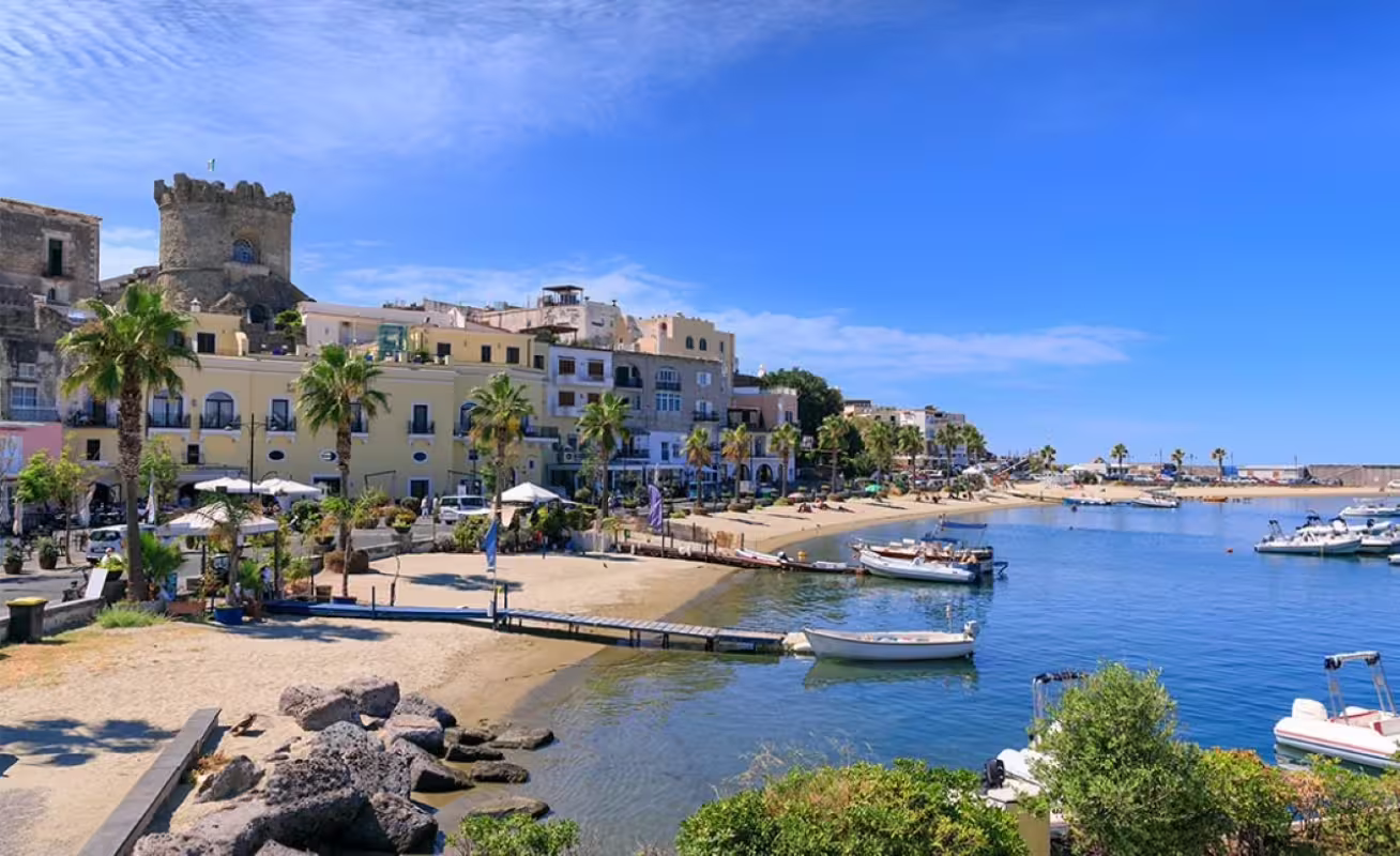 Forio waterfront and marina on Ischia island, part of Naples hydrofoil tour with transfer and included lunch