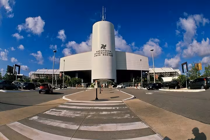 Fortaleza Pinto Martins International Airport entrance for pre-booked transfer to Orla Marítima beachfront hotels