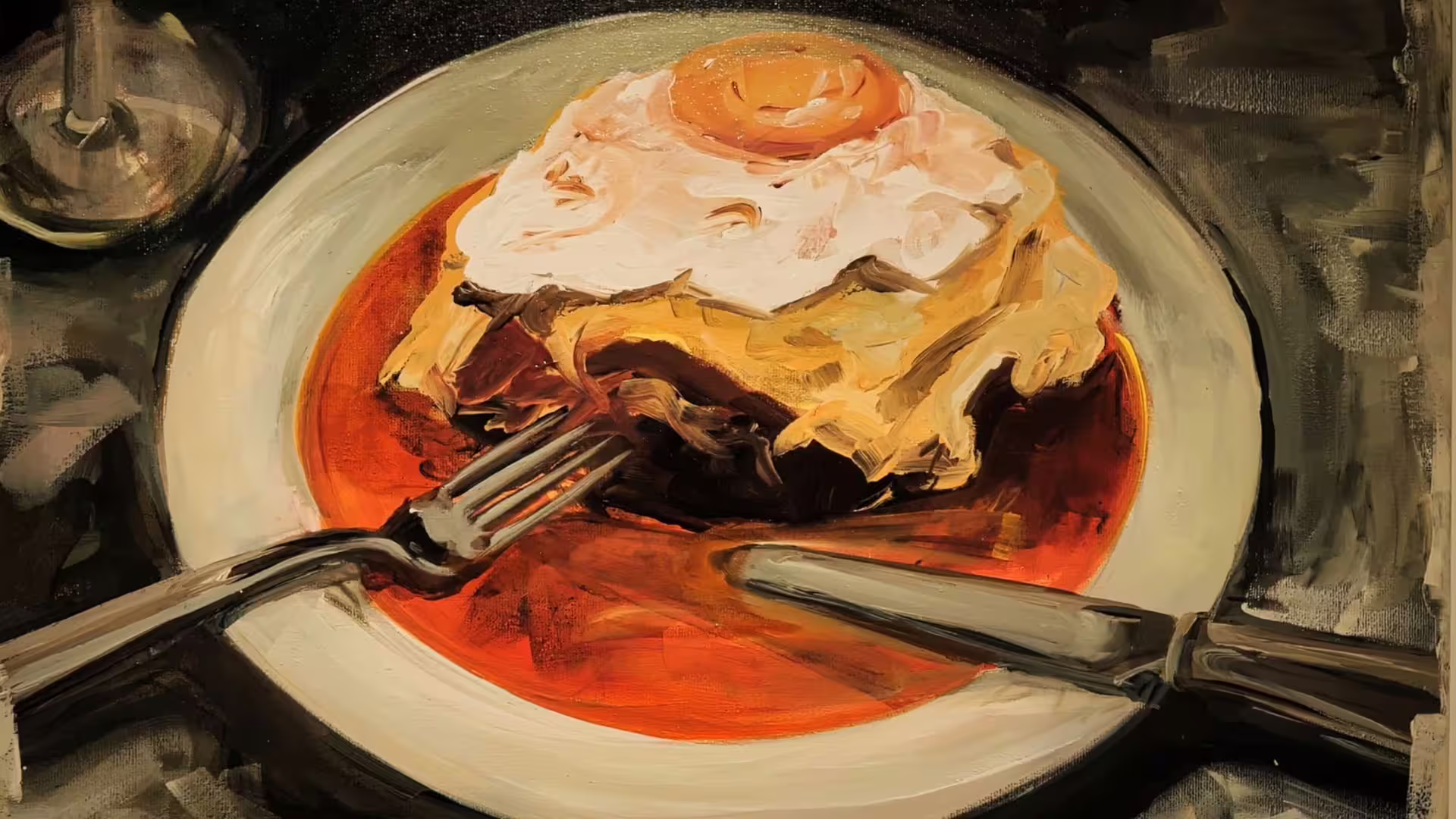 Painting of a Francesinha at the original place of this iconic Porto sandwich, a stop on Cooltour Oporto's Porto Food Tour