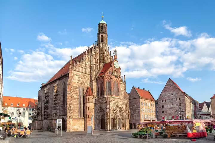 Frauenkirche church and market square in medieval Nuremberg, Germany