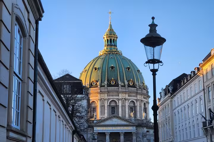 Majestic view of Frederik's Church dome in Copenhagen during the Walk & Ferry tour.