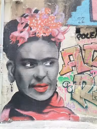 Colorful Frida Kahlo street art mural in Le Panier, Marseille’s oldest neighborhood walking tour highlight