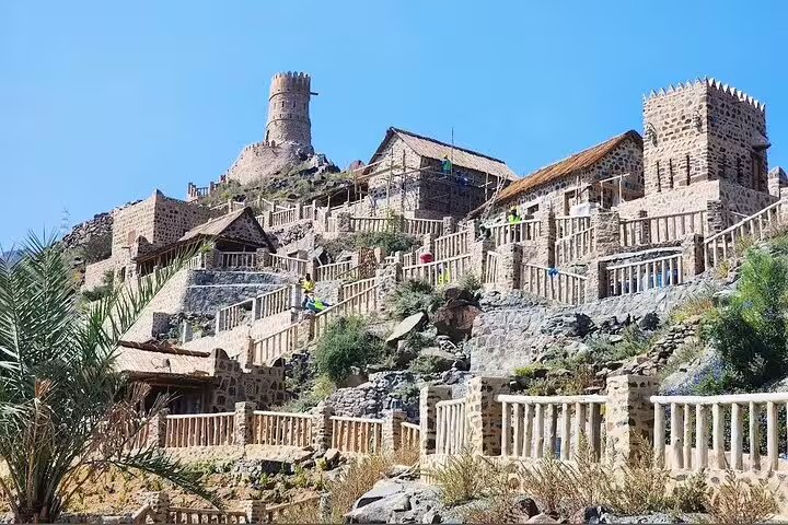 Explore the historic stone architecture of Fujairah's ancient hilltop fort on a private Dubai nature and heritage tour.