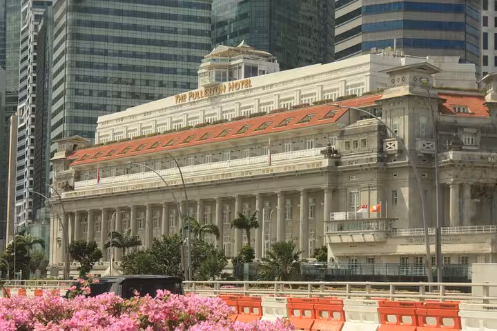 Historic Fullerton Hotel in Singapore, a key stop on the Crazy Rich Asians and IG Spots Walking Tour.