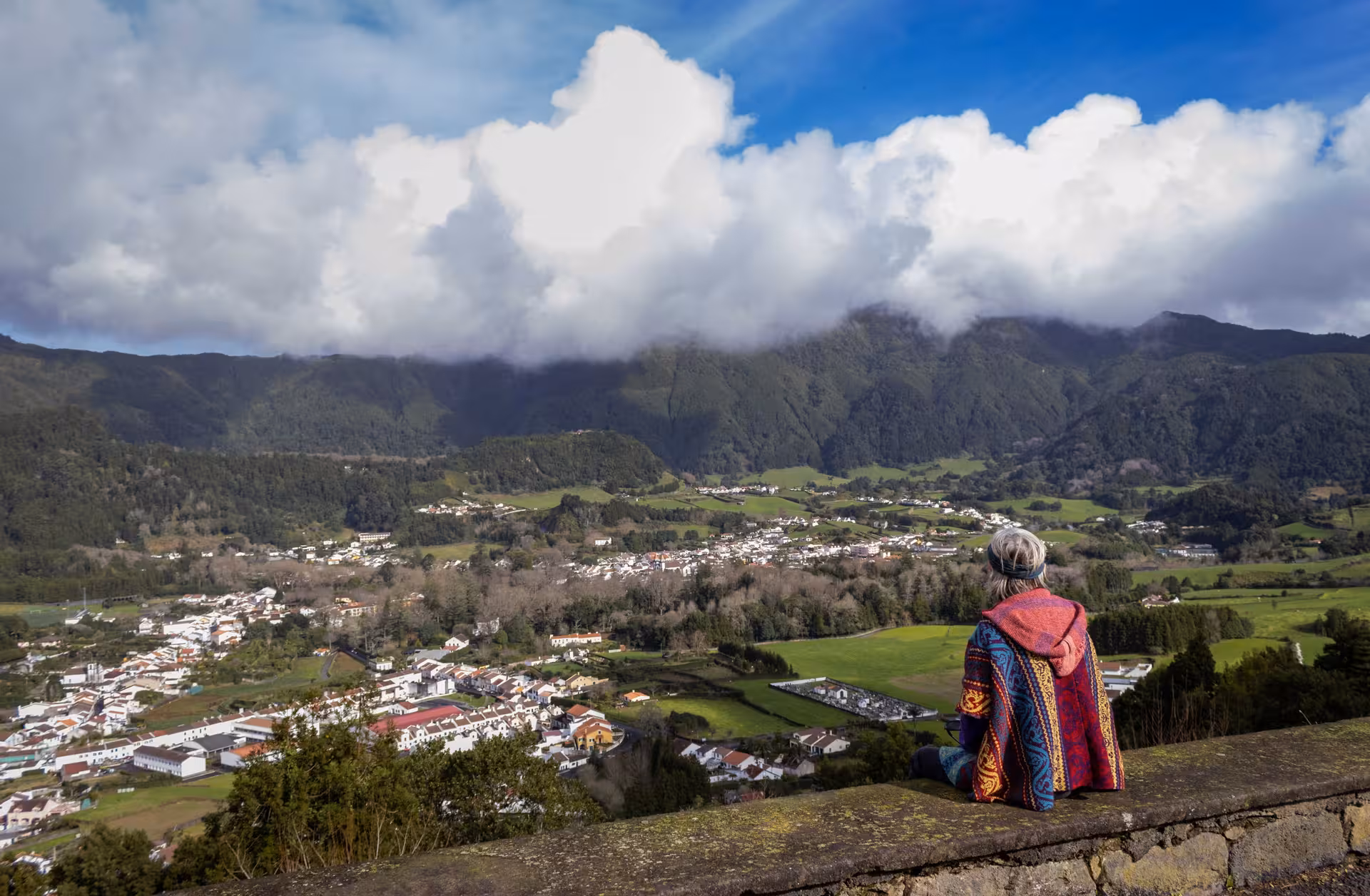 View over Furnas Valley and village from a lookout, highlight of Van Tour Furnas full-day with lunch