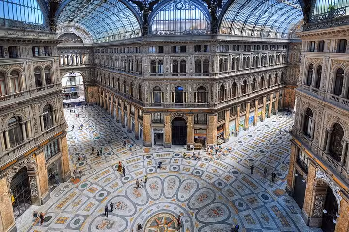 Stunning interior of Galleria Umberto I in Naples, showcasing historic architecture on a private city tour.