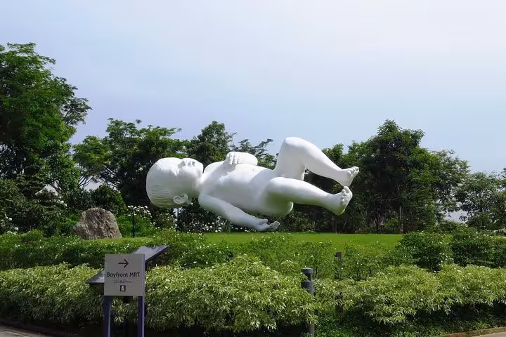 Baby sculpture at Gardens by the Bay Singapore, outdoor lawn landmark near Bayfront MRT for e-ticket visitors