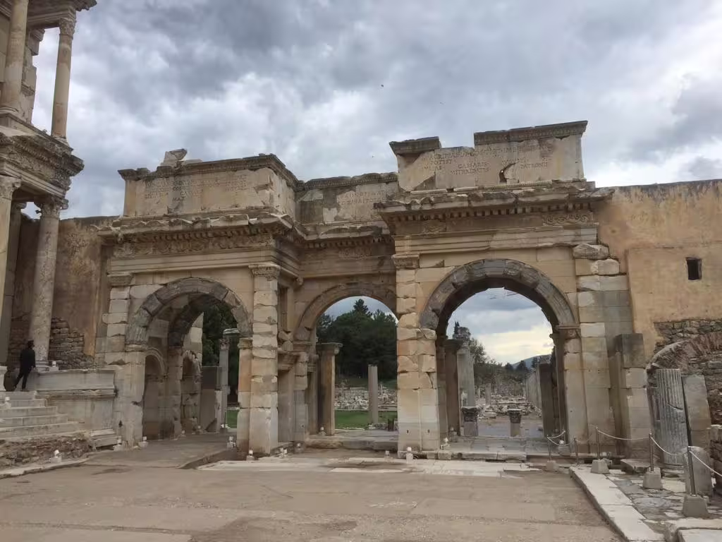 Gate of Augustus arches at Ephesus Ancient City, part of all-inclusive private Ephesus and Virgin Mary tour