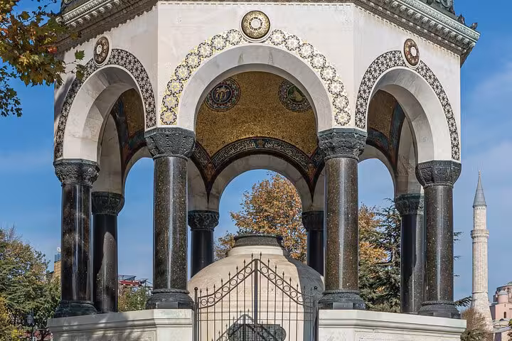 Close-up of the German Fountain arches, Sultanahmet Istanbul, on Byzantine and Ottoman city tour with museum fees and lunch