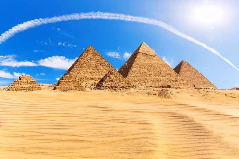 Giza Pyramids in Cairo on a two-day Cairo and Alexandria tour from Marsa Matrouh with desert views