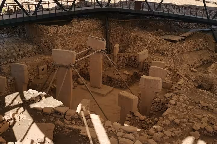 T-shaped pillars inside Göbeklitepe archaeological enclosure, Şanlıurfa day tour from Istanbul with flights and guide