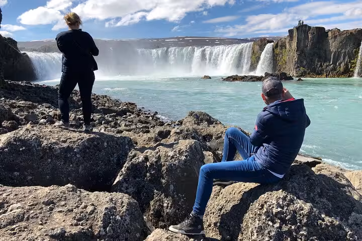 Capture the breathtaking views of Godafoss Waterfall, a highlight of the Lake Myvatn private day tour.