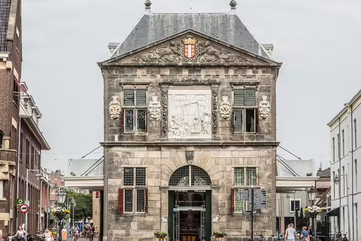Historic Gouda Waag building on the market square, a key stop on the self-guided GPS and audio tour
