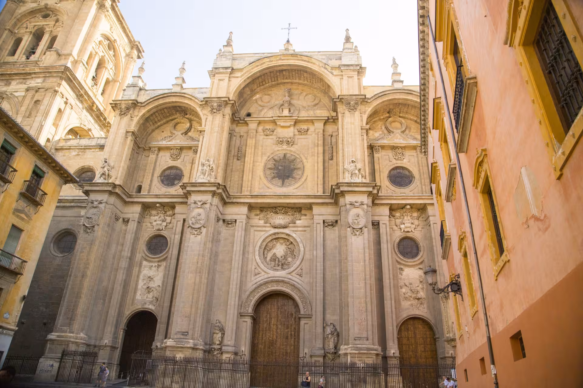 Stunning view of Granada Cathedral's grand facade, a highlight of the historic center guided tour.