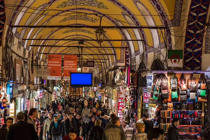 Crowded Grand Bazaar corridor in Istanbul, a must-see stop on a private guided 1.5 day highlights tour