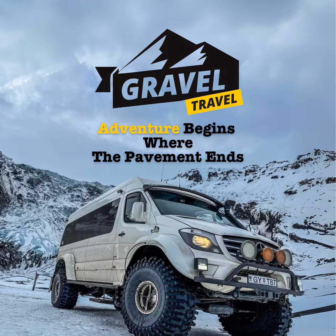 Gravel Travel 4x4 super jeep ready for Katla ice cave glacier adventure tour departing from Vik Iceland