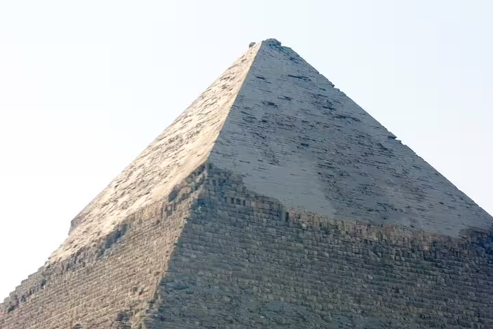 Close-up of the Great Pyramid of Giza stone blocks on a private tour with no hidden costs in Cairo