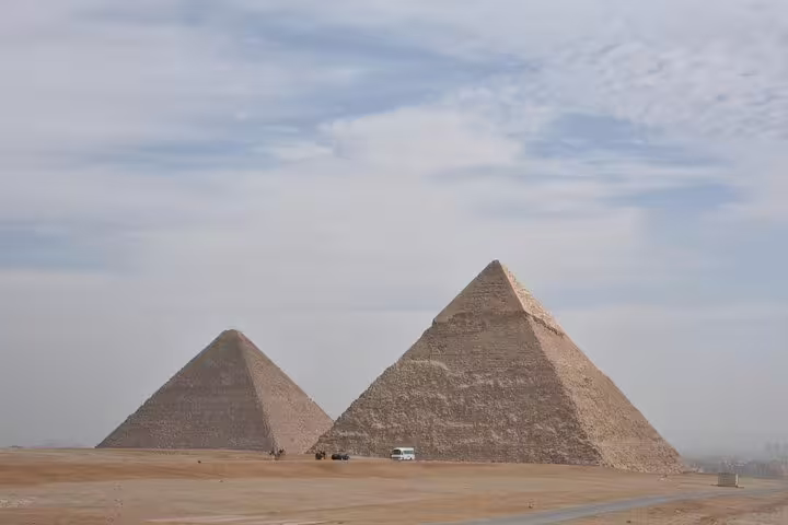 Great Pyramids of Giza in Cairo desert, highlight of 6-day Egypt tours package with guided sightseeing