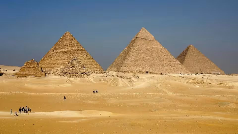 Great Pyramids of Giza in Cairo desert, highlight of Cleopatra’s Egypt tour with Alexandria and 5-star Nile cruise