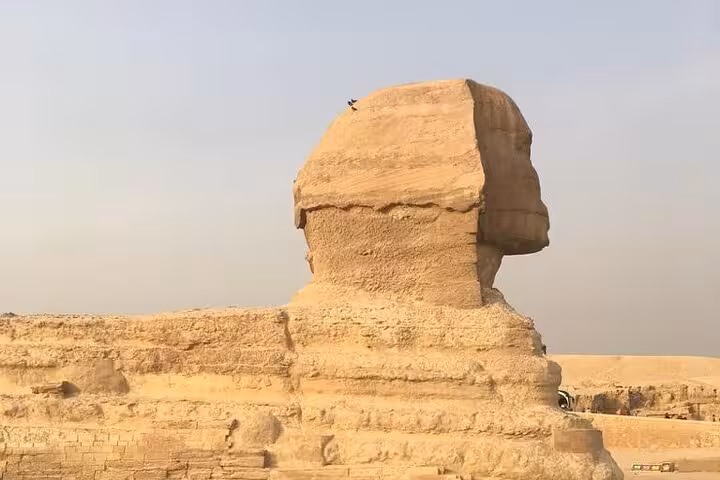 Great Sphinx of Giza close-up on private pyramids tour with ATV adventure, camel ride, lunch and dinner cruise